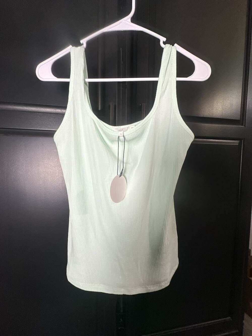 NIA Ribbed Scoop Neck Tank Top Mint Green Size L New with Tags#1042